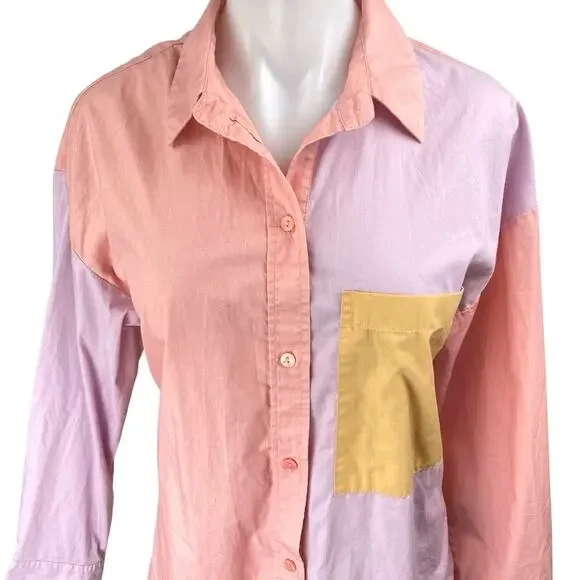 Abercrombie & Fitch Multicolor Colorblock Long Sleeve Button Down Shirt Top Sz S - Picture 3 of 5